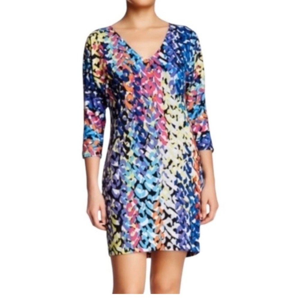 Trina Turk Multicolor V-Neck Mini Dress